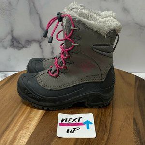 Columbia Kids Waterproof Gray Boots with Pink Accents